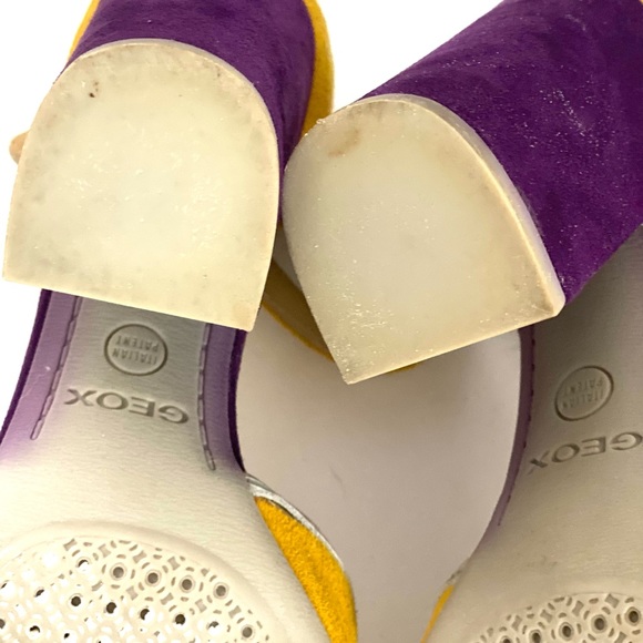 GEOX D Nolina suede pump. Open toe. Ochrey/Yellow / Grey - Picture 8 of 11